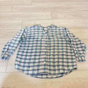 Bill‎ Blass Women's Plaid Button Down Long Sleeve Casual Top, Size Large